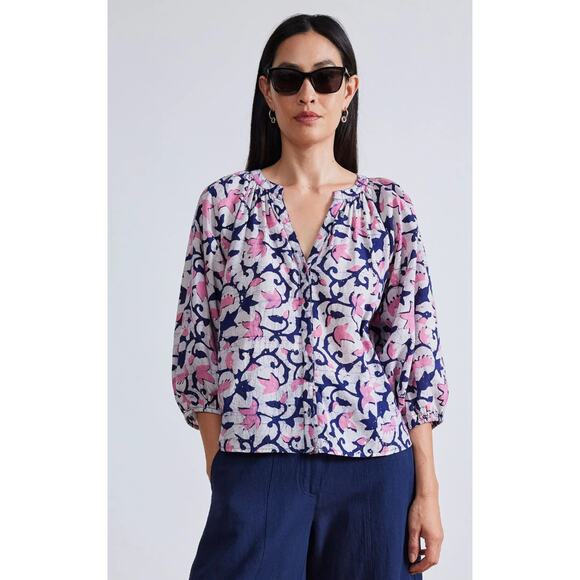Apiece Apart Mitte Top in La Vid Batik Rosa L - Picture 1 of 5